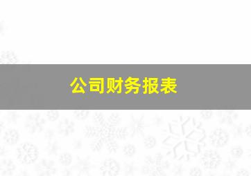 公司财务报表