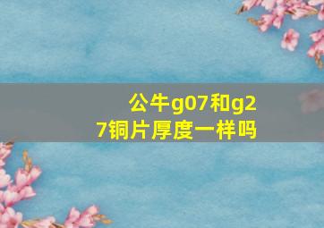 公牛g07和g27铜片厚度一样吗