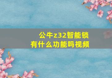 公牛z32智能锁有什么功能吗视频