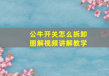 公牛开关怎么拆卸图解视频讲解教学