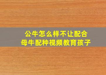 公牛怎么样不让配合母牛配种视频教育孩子