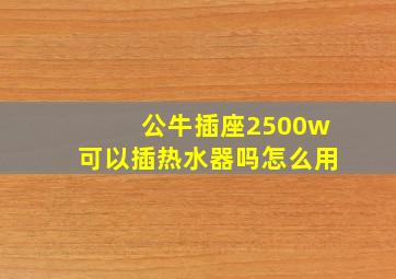 公牛插座2500w可以插热水器吗怎么用