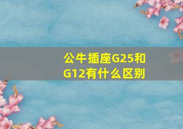 公牛插座G25和G12有什么区别