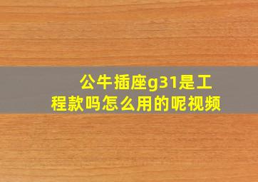 公牛插座g31是工程款吗怎么用的呢视频