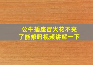 公牛插座冒火花不亮了能修吗视频讲解一下