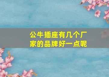 公牛插座有几个厂家的品牌好一点呢