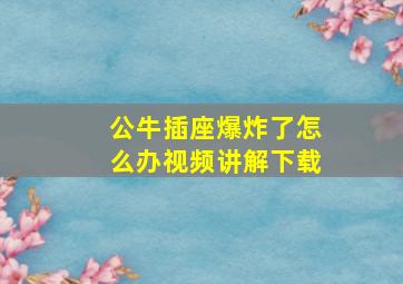 公牛插座爆炸了怎么办视频讲解下载