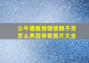 公牛插板按键接触不灵怎么弄回来呢图片大全