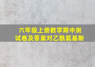 六年级上册数学期中测试卷及答案对乙酰氨基酚