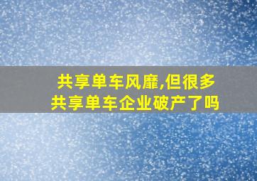 共享单车风靡,但很多共享单车企业破产了吗