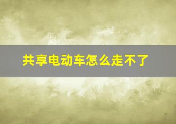 共享电动车怎么走不了