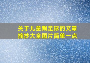 关于儿童踢足球的文章摘抄大全图片简单一点