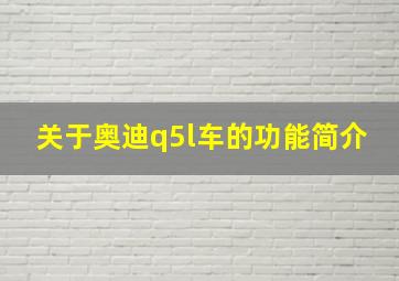 关于奥迪q5l车的功能简介