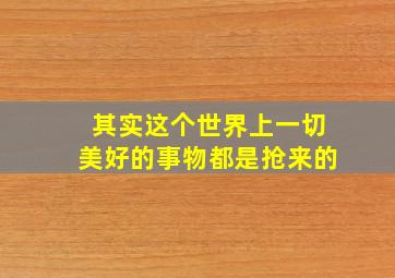 其实这个世界上一切美好的事物都是抢来的