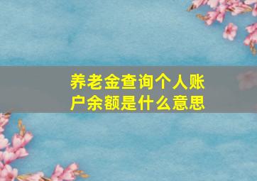 养老金查询个人账户余额是什么意思