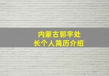 内蒙古郭宇处长个人简历介绍