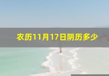 农历11月17日阴历多少