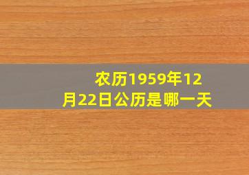 农历1959年12月22日公历是哪一天