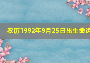 农历1992年9月25日出生命运