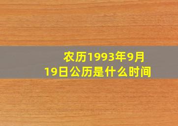 农历1993年9月19日公历是什么时间