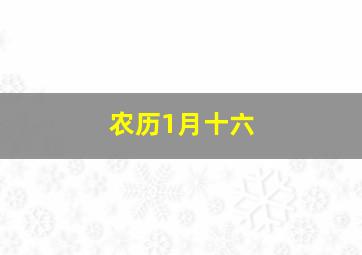 农历1月十六