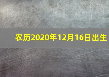 农历2020年12月16日出生