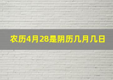 农历4月28是阴历几月几日