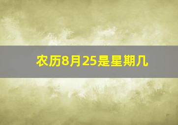 农历8月25是星期几