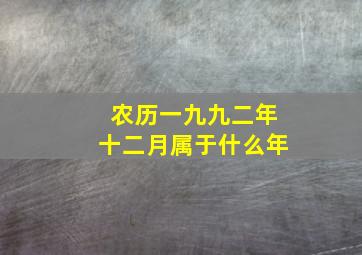 农历一九九二年十二月属于什么年