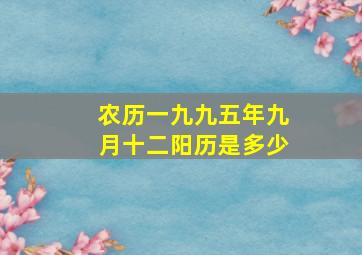 农历一九九五年九月十二阳历是多少