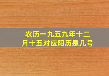 农历一九五九年十二月十五对应阳历是几号