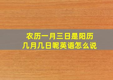 农历一月三日是阳历几月几日呢英语怎么说