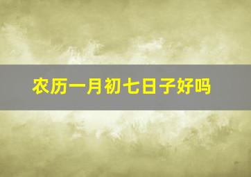 农历一月初七日子好吗