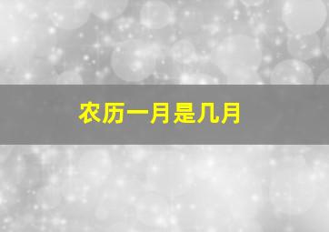 农历一月是几月