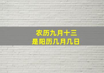 农历九月十三是阳历几月几日