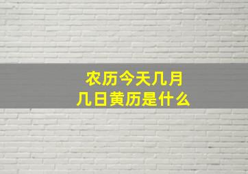 农历今天几月几日黄历是什么