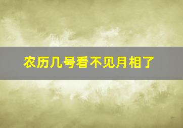 农历几号看不见月相了