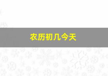 农历初几今天