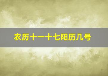 农历十一十七阳历几号