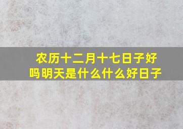 农历十二月十七日子好吗明天是什么什么好日子