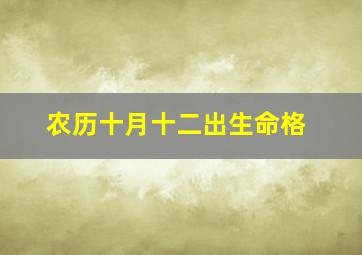 农历十月十二出生命格