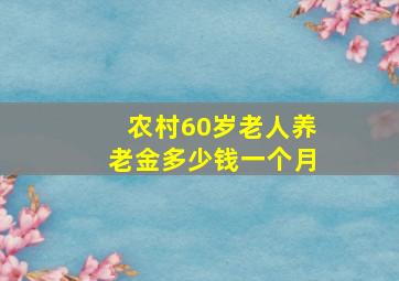 农村60岁老人养老金多少钱一个月