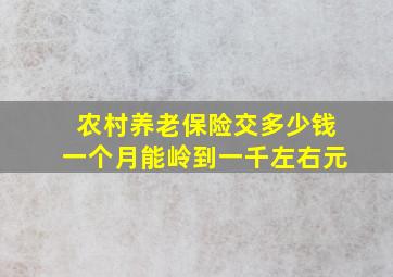 农村养老保险交多少钱一个月能岭到一千左右元