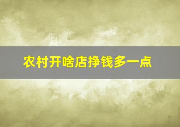 农村开啥店挣钱多一点