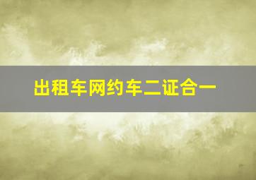 出租车网约车二证合一