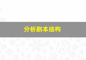 分析剧本结构