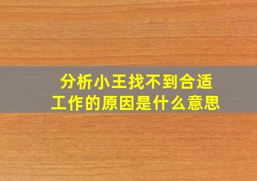 分析小王找不到合适工作的原因是什么意思