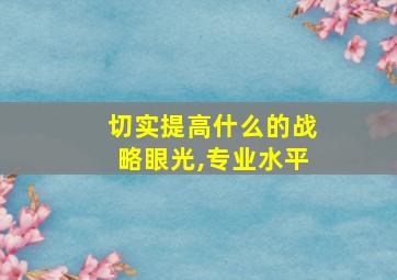 切实提高什么的战略眼光,专业水平