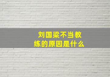 刘国梁不当教练的原因是什么