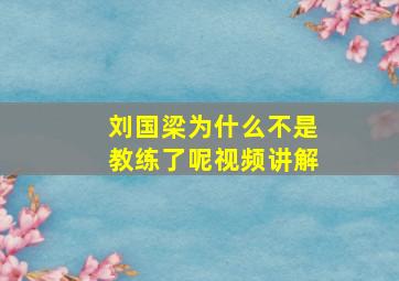 刘国梁为什么不是教练了呢视频讲解